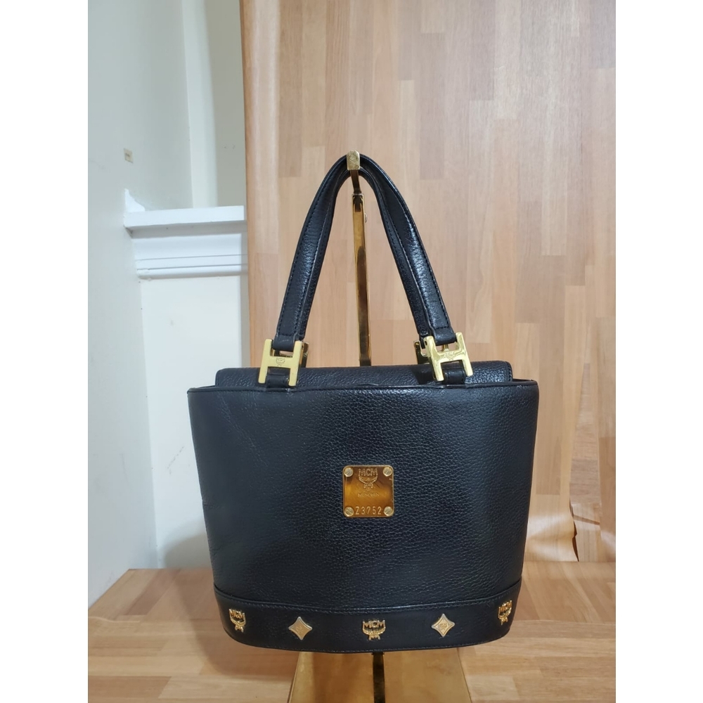 MCM Black Tote Bag with Gold Accents ( small )